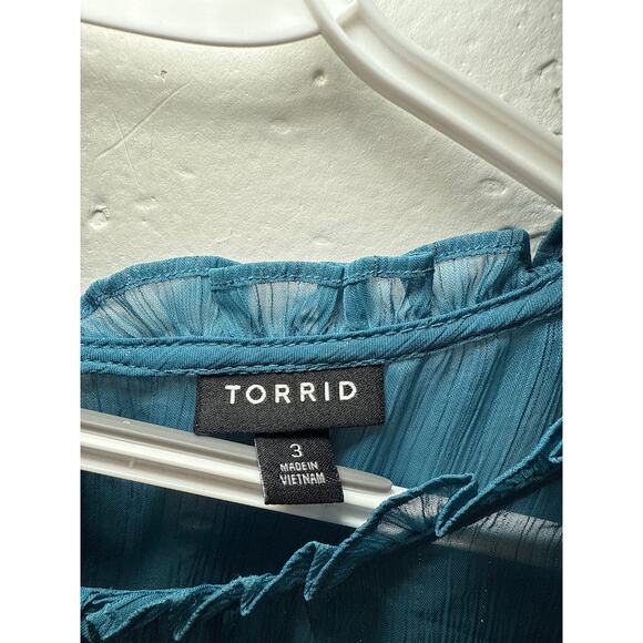 Torrid sheer ruffle blouse womens 3X fairy boho cottage ethereal - Picture 2 of 8